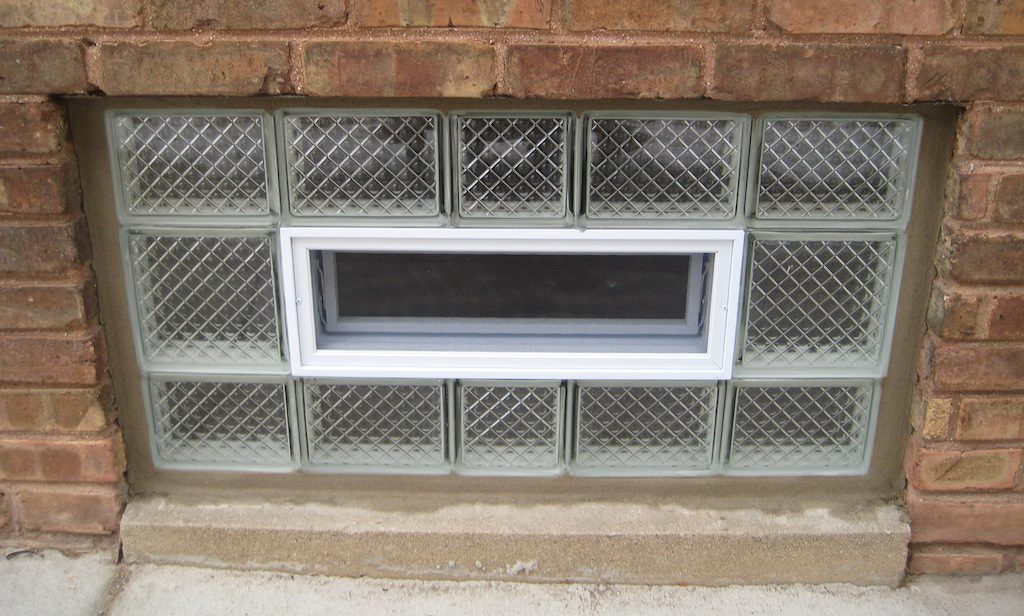 basement glass block window at a house